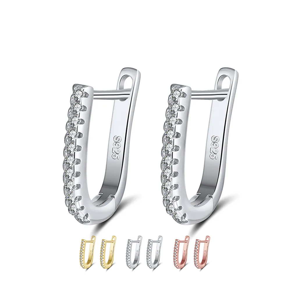 RINNTIN SE118 Wholesale Fine Jewelry 925 Sterling Silver Earrings With CZ Cubic Zircon Hoop Earrings For Women