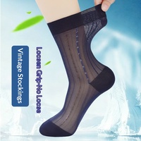 7552 Chaussettes longues vintage pour hommes, fines, en maille, mi-mollet, à bord lâche, respirantes, pour l'été