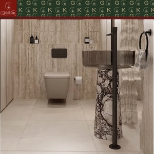 <span class=keywords><strong>Lavabo</strong></span> <span class=keywords><strong>da</strong></span> Terra GOLDKING in Resina Trasparente Effetto Marmo Viola con Colonne e Vasca - Product Image 4