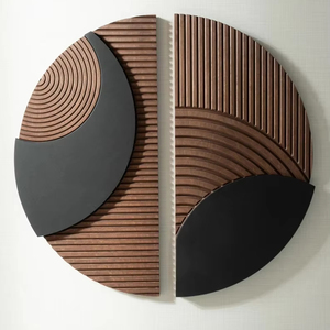 202504 pièces jumelles naturel rustique ligne Art bois décoration murale horizontale circulaire ferme tenture murale pour objets décoratifs - Product Image 1