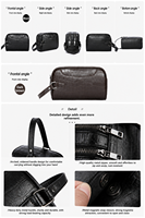 Tas Clutch Anti Maling Motif Kulit Buaya Pria, Tahan Air, 6 Slot Kartu, Kantong Ponsel Resleting Ganda, Dilengkapi Tali Pergelangan Tangan untuk Perjalanan Bisnis
