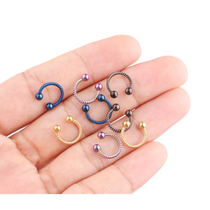 मुड़ रस्सी प्रभाव नाक घेरा नकली पट CBB घोड़े की नाल परिपत्र अंगूठी - Product Image 4