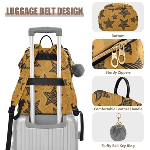 Mochila de Moda para Mujer con Diseño de Estrella, Bolsillo Grande con Cremallera Dorada, Logotipo Personalizado y Llavero de Bola Esponjosa - Product Image 4
