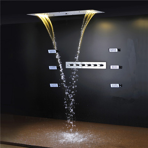 LED Multi-fonction Grand Robinets De Douche de Pluie tête Froide et Chaude <span class=keywords><strong>Inverseur</strong></span> Vanne Mélangeuse Avec Corps de Massage jets - Product Image 3