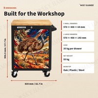 Armoire à outils roulante SKY HAMMER à 7 tiroirs, design australien imprimé UV, motif kangourou koala, coffre à outils de garage avec serrure et roulettes
