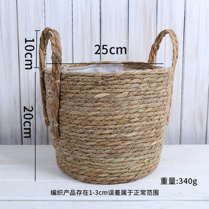 Cheapest Factory Grass Straw Decoration Woven Storage <b>Basket</b> Faux Rattan <b>Flower</b> Pot - Product Image 4
