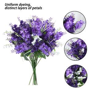 ช่อดอกไม้ประดิษฐ์สุดหรูการจัดดอกไม้สีขาวและสีม่วงที่ดูหรูหราพร้อมความเขียวขจีเพื่อการตกแต่งบ้านที่โรแมนติก - Product Image 5