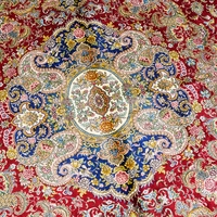 244x305cm Persischer Qum Handgeknüpfter Seidenteppich Blumenmuster Niedrigflorig Waschbar Hochwertiger Designer-Teppich