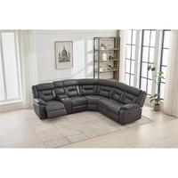 Canapé d'angle inclinable HOMERS Power Corner en tissu avec fonction massage, haut-parleur Bluetooth, lumière LED et télécommande