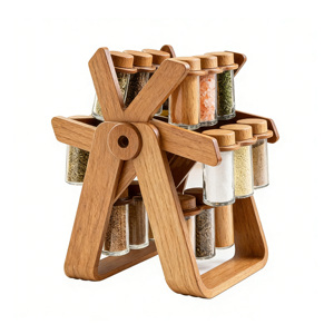<span class=keywords><strong>Portaspezie</strong></span> <span class=keywords><strong>Girevole</strong></span> in <span class=keywords><strong>Legno</strong></span> Premium - Organizzatore Rotante per 18 Barattoli di Condimenti per Piano di Lavoro della Cucina - Product Image 4