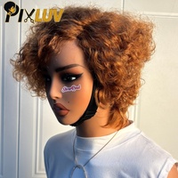 Perruque Pixie Cut en Cheveux Humains Naturels, Sans Colle, Cuticules Alignées, Perruques Brutes Blondes Frisées, Cheveux Humains Vietnamiens Bruts