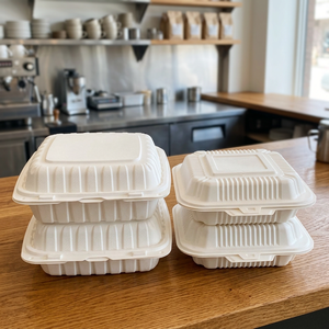 Contenedor Desechable de Almidón de Maíz con Tapa para Comida para Llevar, Caja de Almacenamiento para Preparación de Comidas, Envase para Alimentos - Product Image 1