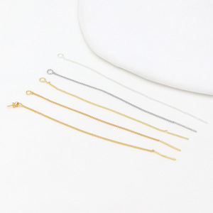 Cadena para pendientes de cobre chapada en oro de 18 quilates, cadena para pendientes de oro de 14 quilates, accesorios para pendientes de cadena plana soldada, A55 - Product Image 3