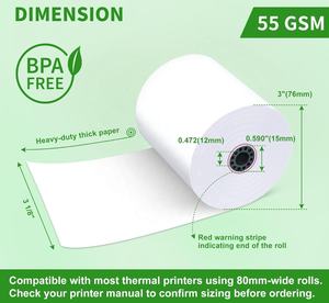 Rollos de Papel Térmico de 80 mm al por Mayor, 50 Rollos por Paquete, Libres de BPA, Imprime Suavemente <span class=keywords><strong>Sin</strong></span> Atascos, Aptos para Cajeros Automáticos/Terminales Punto de Venta - Product Image 2