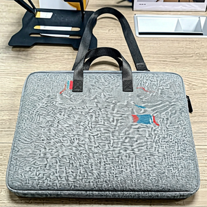 Gray Embossed Laptop <b>Bag</b> Portable <b>Computer</b> Sleeve Zipper Carry Case for Travel Office - Product Image 1