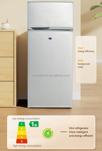Réfrigérateur-congélateur compact à porte simple ou double 85L-138L, pour la maison, le bureau, le dortoir, en acier inoxydable, couleur acier inoxydable - Product Image 4