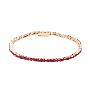 Natural <b>Ruby</b> 14K Solid Rose Gold Round Cut Gemstone Tennis <b>Bracelet</b> 2mm Stone Size Trendy Wedding Gift - Product Image 1