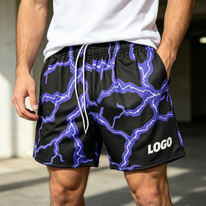 Shorts pour hommes en maille polyester respirante, impression par sublimation intégrale motif éclair, coupe ample, personnalisables en usine, vente en gros - Product Image 3