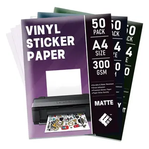 Fy perak 400 lembar dapat dicetak Matte mengkilap vinil Inkjet Label A4 stiker perekat transparan kertas untuk cetak Laser