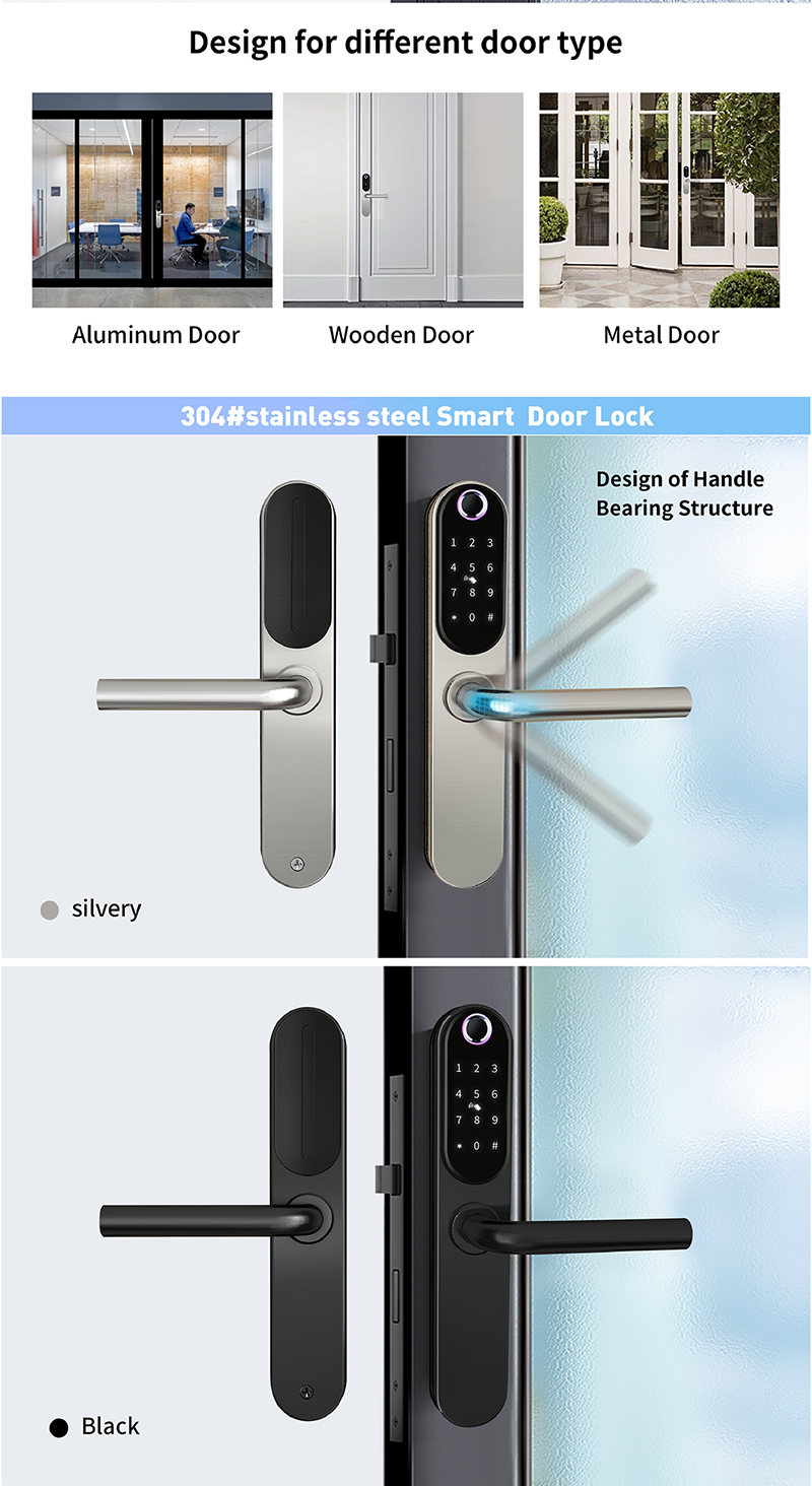 Tuya App-Controlled WiFi Keyless Entry Aluminum Alloy Steel Lock Fingerprint Recognition Memory Card Grade C Security for · image 6