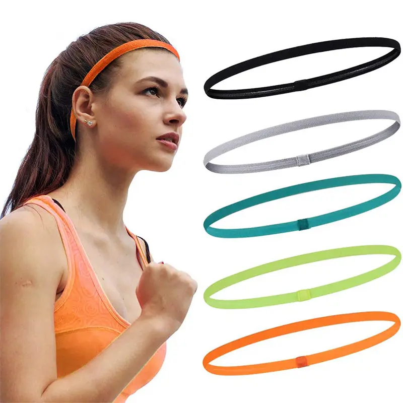 Unisex Non Slip Silicone Strip Sweatproof Sport Head Band Slender Simple Fitness Yoga Spa Hair Fixed Elastic Hair Band