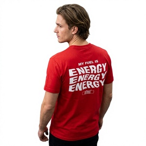 เสื้อยืดลำลองคอกลมแขนสั้นสีแดงสำหรับผู้ชาย Effect Energy Friend ทรงปกติ ผ้าฝ้ายเจอร์ซีย์ 100% ระบายอากาศได้ดี พิมพ์ลายซิลค์สกรีน - Product Image 5