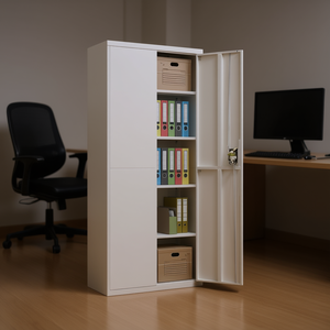 White Steel <b>Filing</b> Cabinet 35.4x15.7x78.7 Inches Durable Office <b>Storage</b> Key Lock Commercial Use - Product Image 2