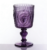Verres à vin vintage en relief faits à la main, multicolores, motif tête de lion pressé, gobelets de style animal, uniques