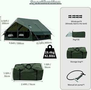 เต็นท์ลมพกพาสำหรับตั้งแคมป์กลางแจ้ง กันน้ำ เหมาะสำหรับการเดินทาง ปาร์ตี้ครอบครัว - Product Image 2