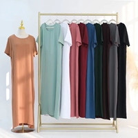 Robe intérieure longue en polyester grande taille 2026, effet 3D, couleur unie, manches courtes, manches princesse