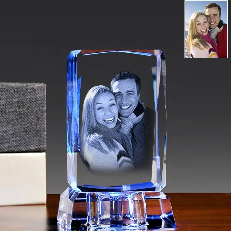 Personalized Square Crystal Photo Frame With Love Custom Picture Glass Cube Save Photos Permanently For Friend Christmas Gifts