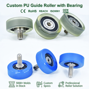 High Efficiency O.D 8mm To 90mm Polyurethane Rubber Coated Ball Bearing PU Roller Wheel Bearing