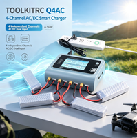 Cargador de Baterías Inteligente ToolkitRC Q4AC de 4 Canales, 100W AC, 200W DC, 5A, 1-4S LiPo, para Drones RC