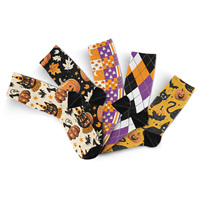Chaussettes d'hiver personnalisées pour hommes, imprimées numériquement à 360 degrés, motifs citrouille et chat, pour Halloween et les fêtes, vente en gros