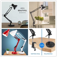 Lampe de table américaine en fer de haute qualité garantie en gros lampe de lecture de livre pliable à bras long lampe de bureau en métal à clipser