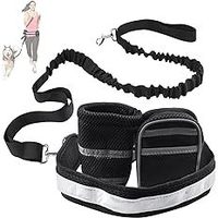 Laisse élastique pour animaux de compagnie en nylon, réfléchissante, incassable, pour la course et l'exercice, avec sac banane inclus