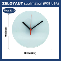 ZELOYAUT sublimasi kaca jam bulat jam dinding kosong Jam kaca DIY personalisasi Logo kustom cetak sublimasi kosong