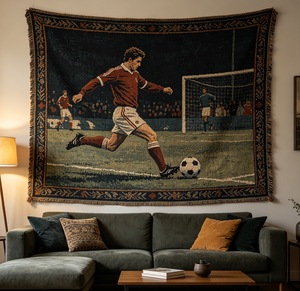 <span class=keywords><strong>Tapisserie</strong></span> Jacquard Artistique 2026, 55% Polyester 45% Coton, Motif Football, Couverture Murale Décorative pour la Maison - Product Image 2
