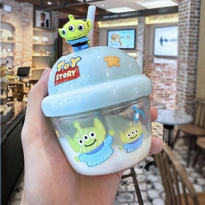 Tazza in Vetro a Forma di Orso Fragola, con Cannuccia Spessa, Antigoccia, Sigillata, Mini Tazza Carina per Bambini, per Colazione, Latte, Souvenir - Product Image 4