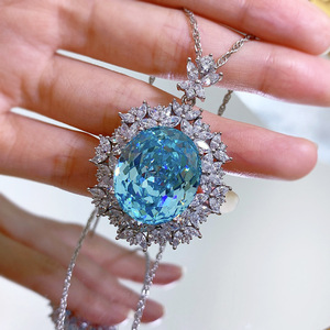Collar con Colgante Ovalado Azul <span class=keywords><strong>Parra</strong></span> de Plata 925 con Circonita 5A de 18 * 21 mm, Diseño de Ojo de Pony, Venta Directa de Fábrica, Joyerí<span class=keywords><strong>a</strong></span> de Boda, Novedad 2023 - Product Image 6