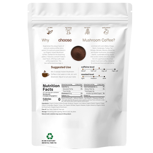 قهوة الفطر العضوية 10 في 1، مسحوق فوري مضاد للأكسدة، 1 رطل (454 جرام)، قهوة أرابيكا فاخرة مع فطر عرف الأسد والشاجا والريشي وذيل الديك الرومي - Product Image 2