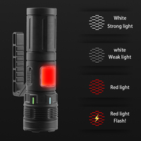 Lampe torche tactique LED avec laser COB, 9 modes, batterie externe, écran LCD, zoom, type-C, camping, chasse, extérieur
