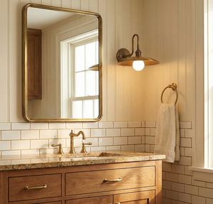 Applique <span class=keywords><strong>da</strong></span> <span class=keywords><strong>Parete</strong></span> Vintage Industriale Stile Loft, in Metallo Ottone Anticato Solido, <span class=keywords><strong>con</strong></span> Paralume a Disco, <span class=keywords><strong>Braccio</strong></span> Flessibile a LED, Lampada <span class=keywords><strong>da</strong></span> <span class=keywords><strong>Parete</strong></span> Retrò Stile Fattoria - Product Image 2