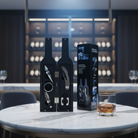 Fabricant Direct Transfrontalier – Nouveau Set Cinq Pièces pour Bouteille de Vin en Acier Inoxydable Noir – Ouvre-Bouteille, Verseur, Bouchon – Design Simple
