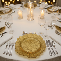 Luxuriöser 13-Zoll runder PP-Kunststoff-Platzteller, langlebig, mit Muster, für Hochzeiten, Geburtstage und Abendessen