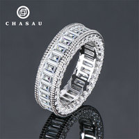 Bague de fiançailles à 3 rangs Bijoux de mariage Bague d'éternité en argent sterling 925 avec zircon pour femmes et filles