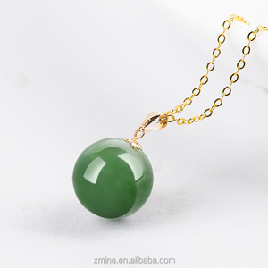 Certifié Épinards Vert Hetian Jade Vert Jade Boule Pendentif 18k Or Naturel Jade Pendentif Collier Pour Hommes Et Femmes - Product Image 4