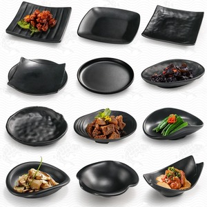 Vente en gros d'assiettes incassables noires en usine chinoise, <span class=keywords><strong>service</strong></span> de table en mélamine pour sushi et restaurant - Product Image 2