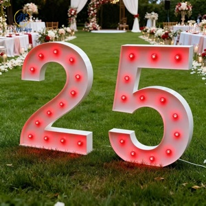 Números Gigantes LED para Decoración <span class=keywords><strong>de</strong></span> Bodas y Cumpleaños, Letras Metálicas <span class=keywords><strong>de</strong></span> 3 y 4 Pies, Iluminación Exterior para Autos y <span class=keywords><strong>Empresas</strong></span> - Product Image 2