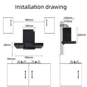 <span class=keywords><strong>Campana</strong></span> <span class=keywords><strong>Extractora</strong></span> Inteligente de Pared de 90 cm con Control por Voz, para Uso en Cocina de Casa u Hotel, Bajo Nivel de Ruido - Product Image 6